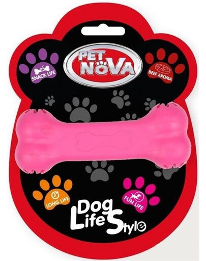 Pet Nova DOG LIFE STYLE Treat bone 11 cm růžová, hovězí příchuť