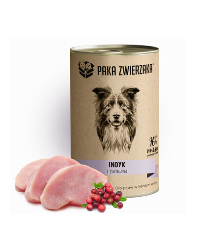 Paka Zwierzaka s krůtou a brusinkami 400 g - konzerva pro psy všech věkových kategorií