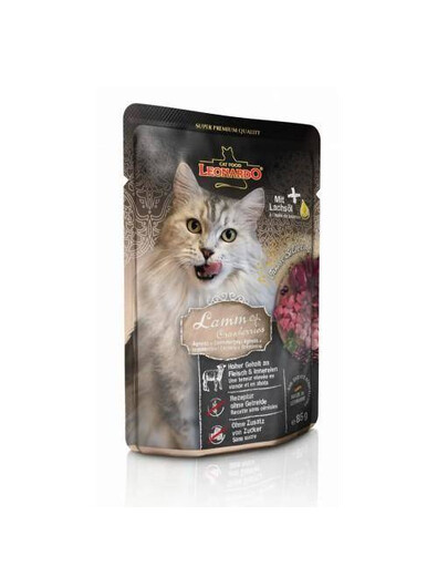 LEONARDO Finest Selection mokré krmivo pro kočky, jehněčí maso s brusinkami 85 g