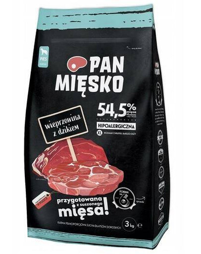 Pan Mięsko 3 kg granule pro dospělé psy, vepřové maso s divočákem XL 3 kg