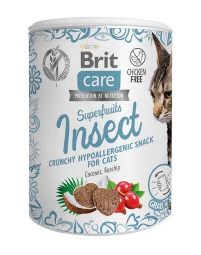 Brit Care Cat Snack Superfruits Insect 100 g - pamlsek pro dospělé kočky s potravní intolerancí
