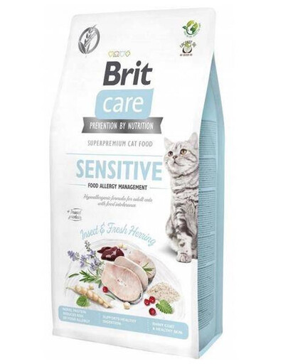 Brit Care Cat Grain Free insect&herring sensitive 2 kg - granule pro dospělé alergické kočky