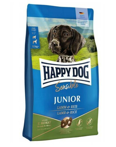 Happy Dog Sensible Junior, granule pro štěňata, 7-18 měsíců, jehněčí / rýže, 10 kg