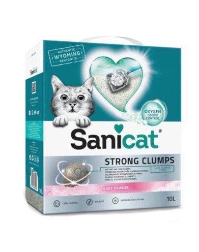 SANICAT Strong Clumps bílé bentonitové stelivo pro kočky 6 l