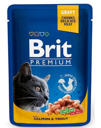 BRIT Premium Cat Adult kapsička s lososem a pstruhem pro kočky 24x 100 g