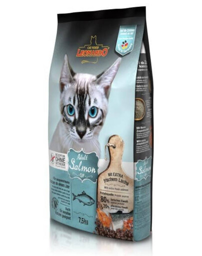 LEONARDO Adult Salmon bezobilné granule s lososem pro dospělé kočky 7,5 kg