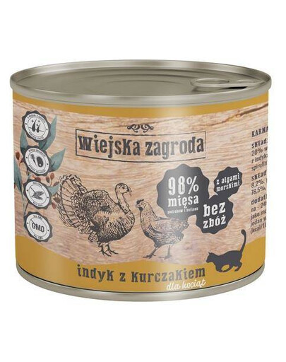 Wiejska Zagroda Cat Turkey with Chicken 200 g pro mladé kočky a koťata