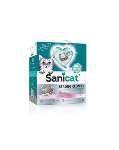 SANICAT Strong Clumps bílé bentonitové stelivo s vůní dětský pudr 10 l 