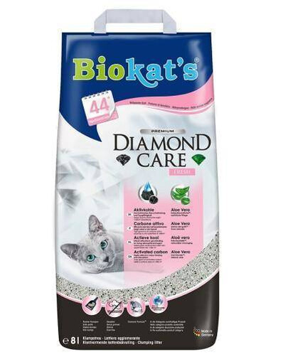 BIOKAT'S Diamond Care Fresh bentonitové stelivo s vůní pudru pro kočky 8 l