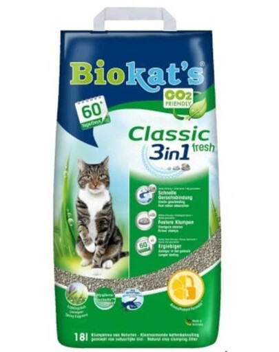 BIOKAT'S Classic 3v1 Fresh bentonitové stelivo s vůní čerstvé trávy pro kočky 18 l