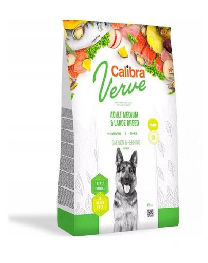 CALIBRA Adult Medium Large Salmon Herring granule pro dospělé psy středních a velkých plemen 12 kg