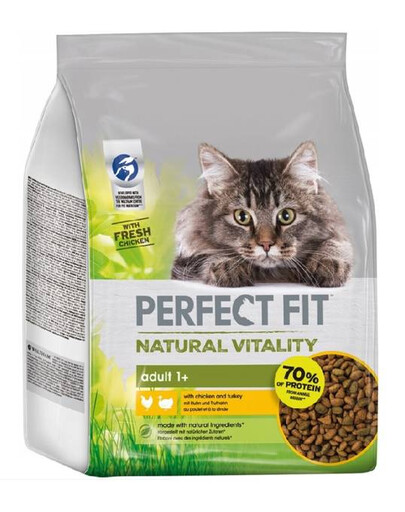 PERFECT FIT Natural Vitality granule pro kočky s kuřecím a krůtím masem 3x 2,4 kg