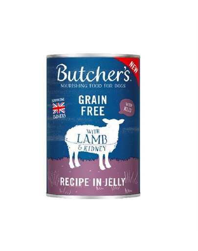 Butcher's Original Recipe in Jelly, kousky jehněčího v želu konzerva pro psy 400 g