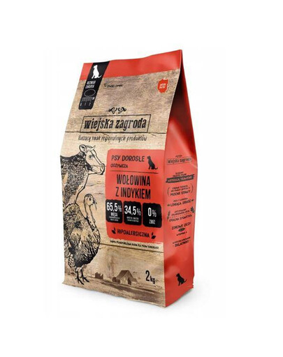 Wiejska Zagroda hovězí maso s krůtou 2 kg granule pro dospělé psy