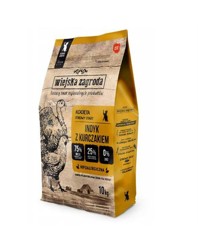 Wiejska Zagroda krůta s kuřecím masem 10 kg krmiva pro koťata