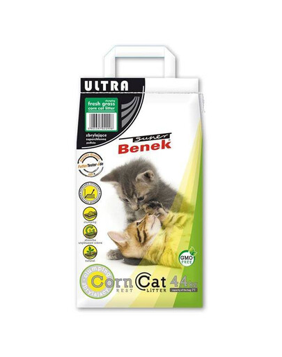 Super Benek Corn Cat Ultra Fresh Grass kukuřičné stelivo pro kočky 7 l, 4,4 kg