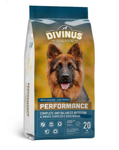 DIVINUS Performance pro německé ovčáky a aktivní psy 20 kg granule pro dospělé psy 20 kg