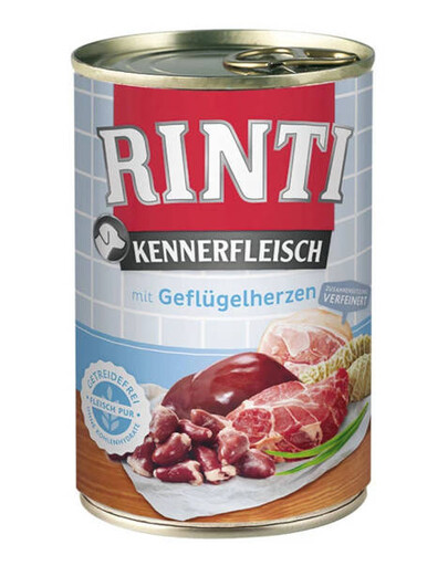 RINTI Kennerfleisch Poultry hearts konzerva pro psy s drůbežími srdcy 400 g