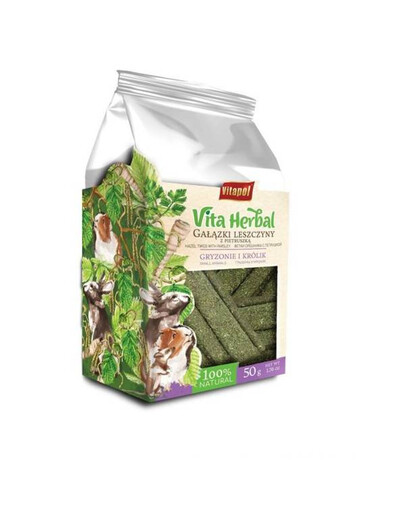 Vita Herbal Snack pro hlodavce a králíky lískooříškové větvičky s petrželkou 50 g