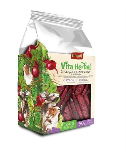 Vita Herbal pro hlodavce a králíky lískové větvičky s červenou řepou 50 g