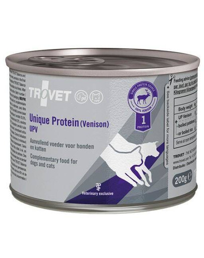 TROVET Unique Protein Venison UPV vlhké krmivo pro psy a kočky, zvěřina 200 g