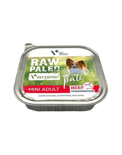 VETEXPERT RAW PALEO Pate Adult Mini Beef 150 g paštika pro psy malých plemen hovězí maso