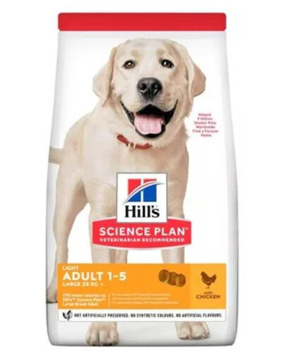 HILL'S Science Plan Canine Adult Light granule pro psy velkých plemen s kuřecím masem 18 kg