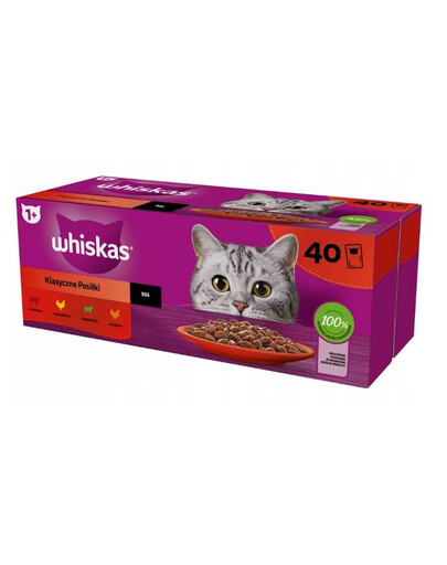 Whiskas kapsičky pro dospělé kočky s drůbežím, jehněčím, hovězím a kuřecím masem 40x 85 g