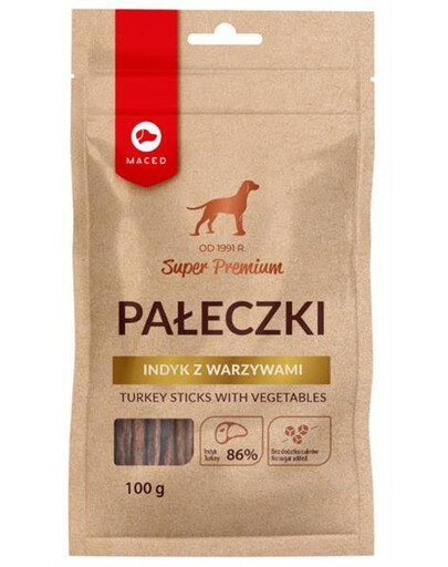 Maced monoproteinová krůtí svačinka se zeleninou pro psy 100 g