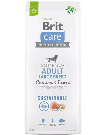 Brit care dog sustainable adult large breed chicken insect granule pro dospělé psy velkých plemen 12 kg