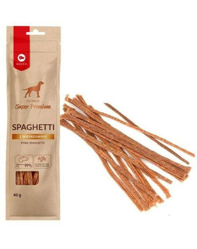MACED Super Premium špagety s vepřovým masem pro psy 40 g