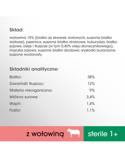 Perfect Fit ( Sterilní 1+ ) granule s hovězím masem pro kočky po sterilizaci 750 g