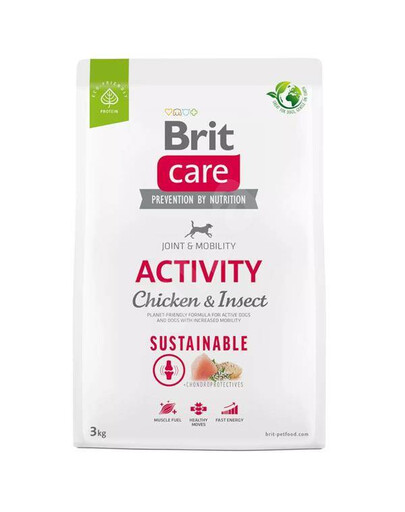Brit care dog sustainable activity chicken insect granule pro aktivní psy 3 kg