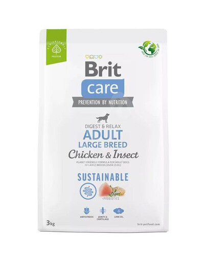 Brit care dog sustainable adult large breed chicken insect granule pro dospělé psy velkých plemen 3 kg