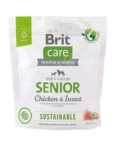 Brit care dog sustainable senior chicken insect granule pro starší psy 1 kg