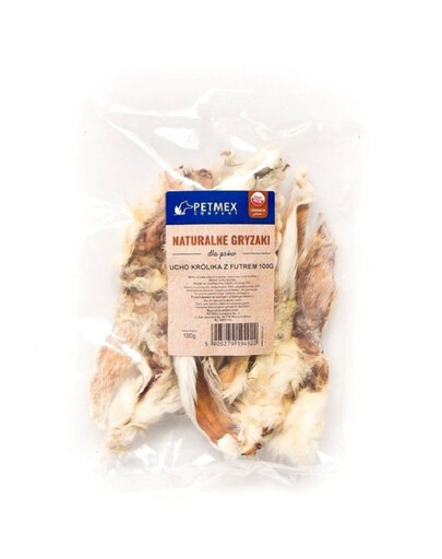PETMEX Králičí uši s kožešinou 100g