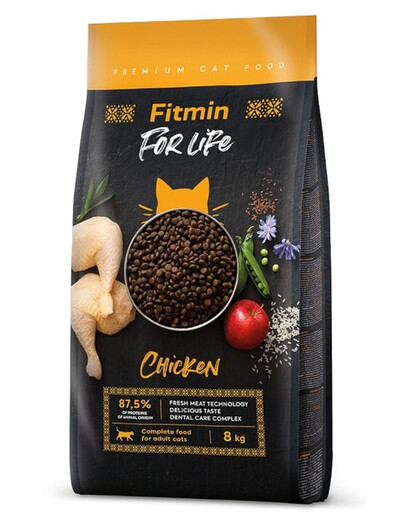 FITMIN Cat For Life Adult Chicken granule pro kočky s kuřecím masem 8 kg
