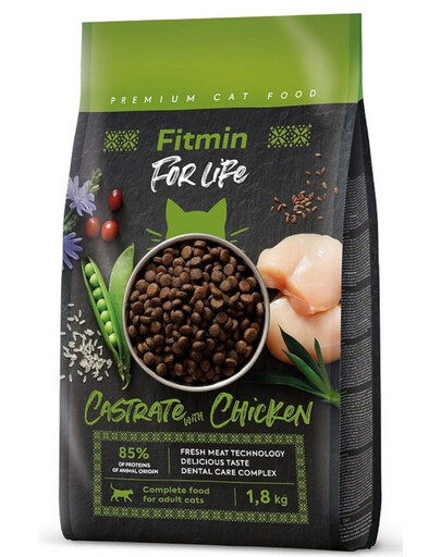 FITMIN Cat For Life Castrate Chicken granule pro kastrované kočky 8 kg