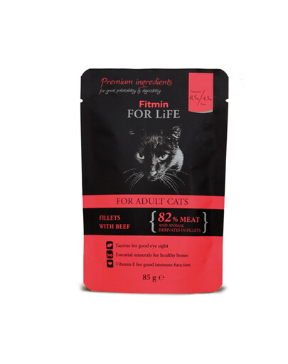 Fitmin For Life For Adult Cats hovězí maso - kapsička pro kočky 85 g