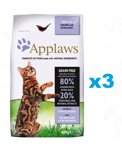 APPLAWS Cat Adult Chicken with Extra Duck 6 kg (3x2 kg) kuře a kachna pro kočky