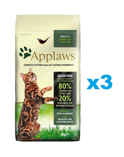 APPLAWS Cat Adult Chicken and Lamb 6 kg (3x2 kg) kuře a jehněčí pro kočky