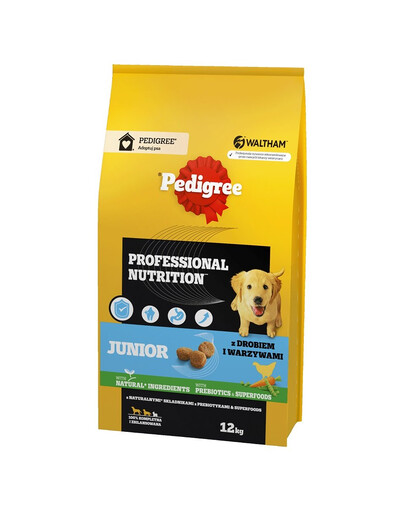 PEDIGREE Junior Professional Nutrition 12 kg s drůbeží a zeleninou pro štěňata psů velkých a středních plemen