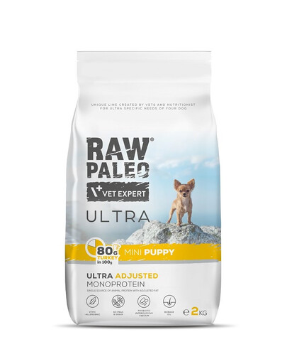 RAW PALEO Ultra Turkey Mini Puppy 2kg pro štěňata malých plemen krůtí