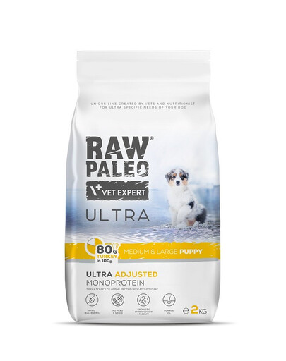 RAW PALEO Ultra Turkey Medium&Large Puppy 2kg pro štěňata středních a velkých plemen krůt