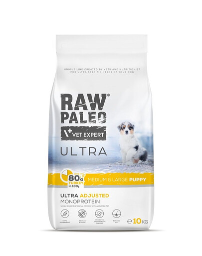 RAW PALEO Ultra Turkey Medium&Large Puppy 10kg pro štěňata středních a velkých plemen krůt