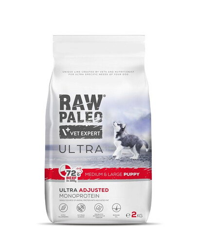 RAW PALEO Ultra Beef Medium&Large Puppy 2kg pro štěňata středních a velkých plemen hovězí