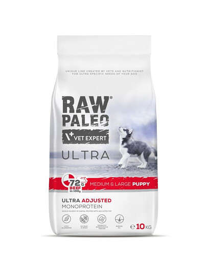 RAW PALEO Ultra Beef Medium&Large Puppy 10kg pro štěňata středních a velkých plemen hovězí