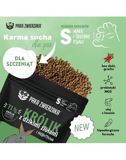 PAKA ZWIERZAKA Seventh Heaven Suché krmivo Rabbit s lesními bylinkami pro štěňata 1,5 kg