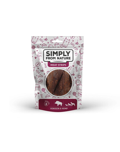 SIMPLY FROM NATURE Zvěřinové stripsy s konopím pro psy 80 g