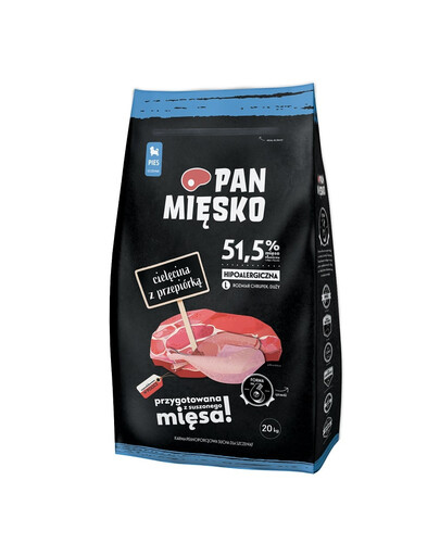 PAN MIĘSKO Telecí s křepelkou pro štěňata L 20 kg